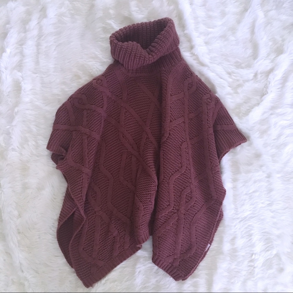 Charlotte Russe Turtle Neck Knitted Poncho